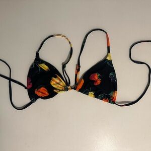 WeWoreWhat Black Fruit Print Bikini Top